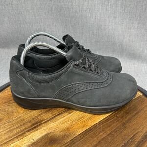 SAS Walk Easy Women's 9 Walking Shoes Black Nubuck Leather Comfort